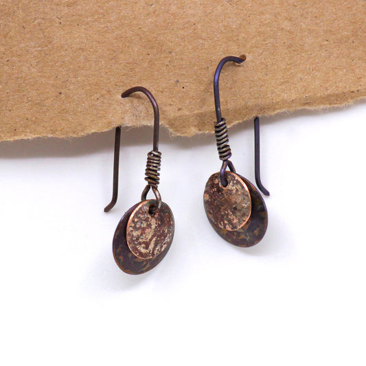 Purple and copper earrings