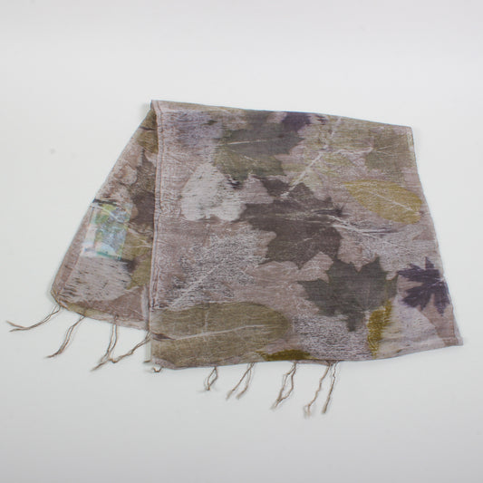 Wool & Silk Eco-Dyed Scarf - Purple/Grey