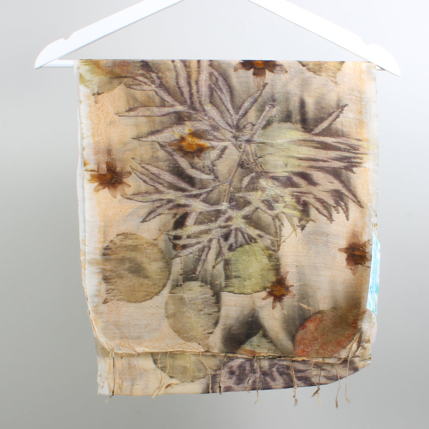 Wool & Silk Eco-Dyed Scarf - Beige/Rust