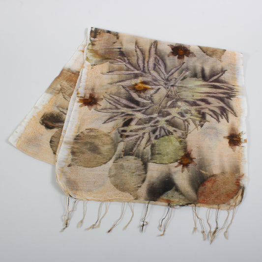 Wool & Silk Eco-Dyed Scarf - Beige/Rust