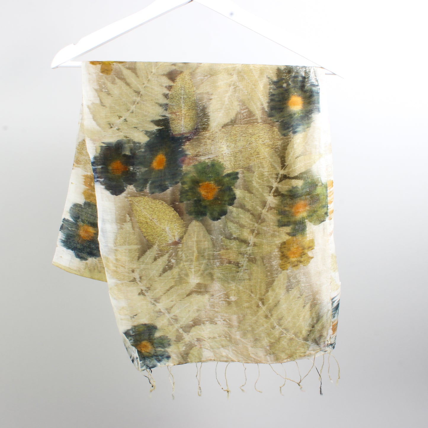 Wool & Silk Eco-Dyed Scarf - Yellow/Blue