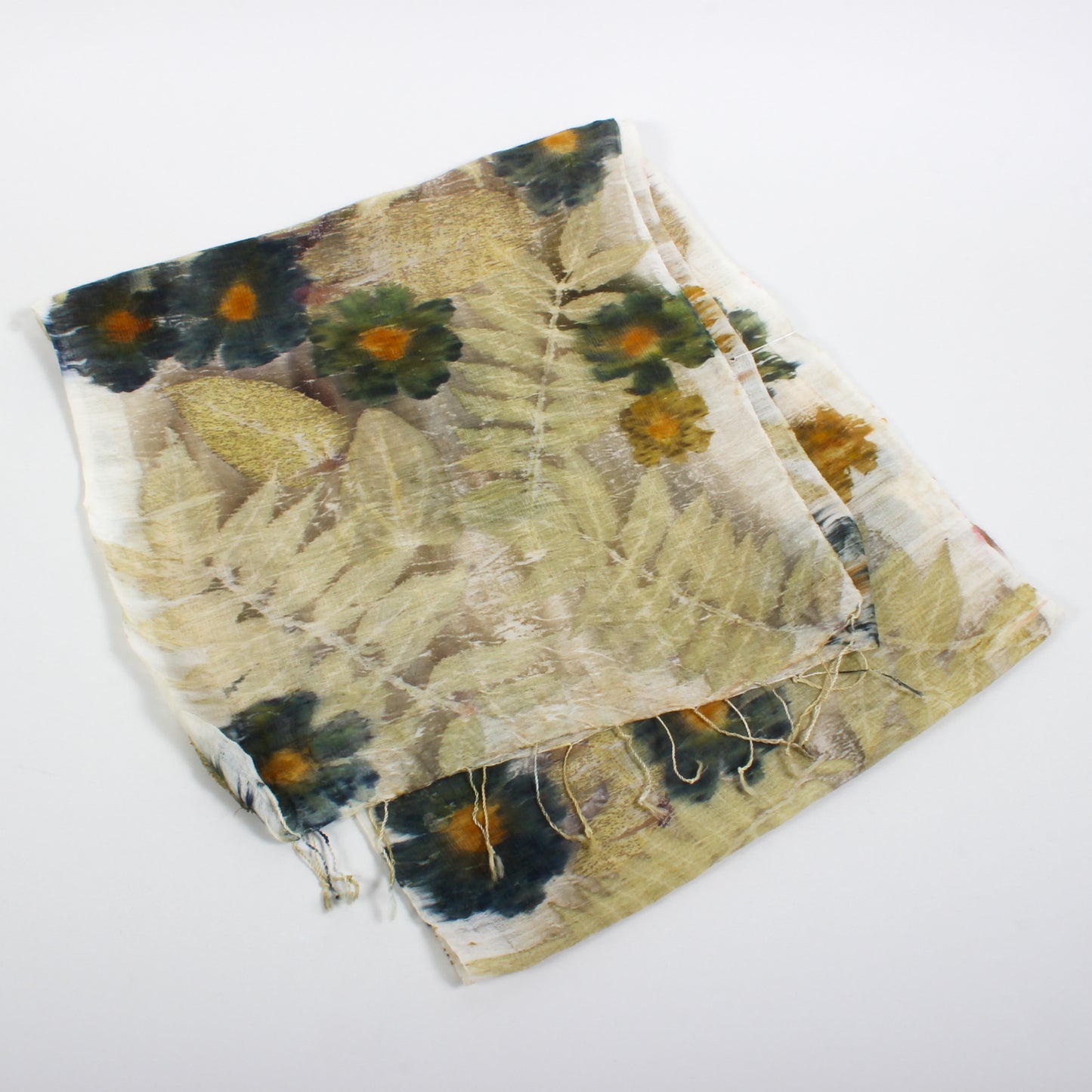 Wool & Silk Eco-Dyed Scarf - Yellow/Blue