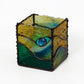 Stained glass box with blue stone accent 