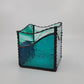 Square teal stained glass decorative box