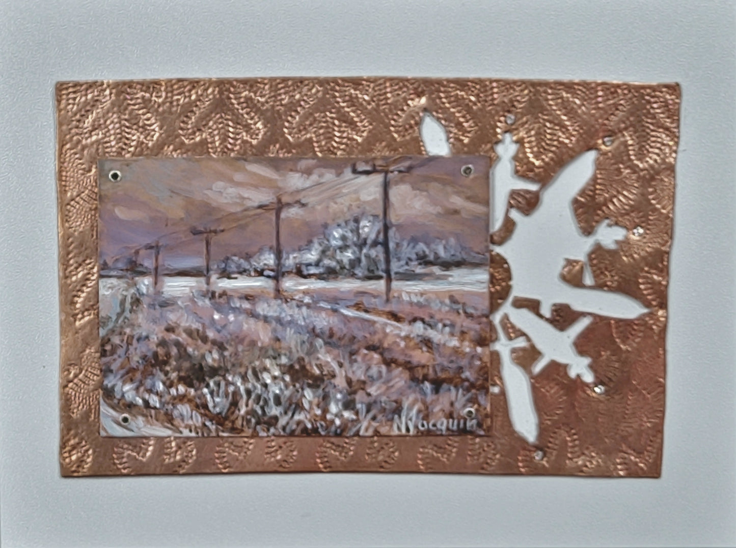 Frosty Winter Road - Mixed Media Wall Hanging