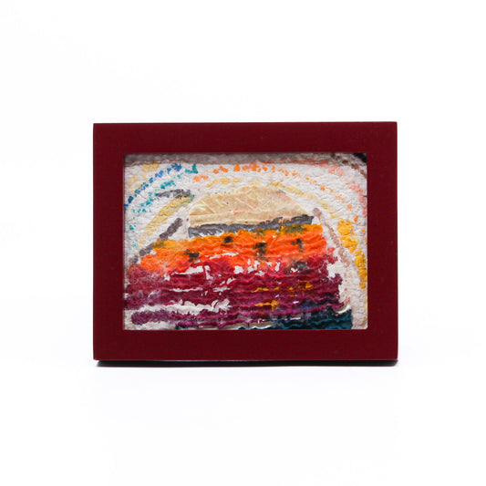 Abstract felted art in frame 