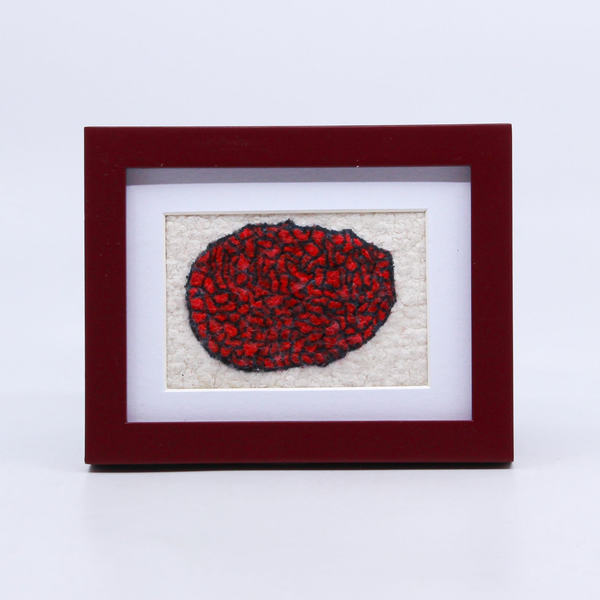 Abstract felted art in frame 