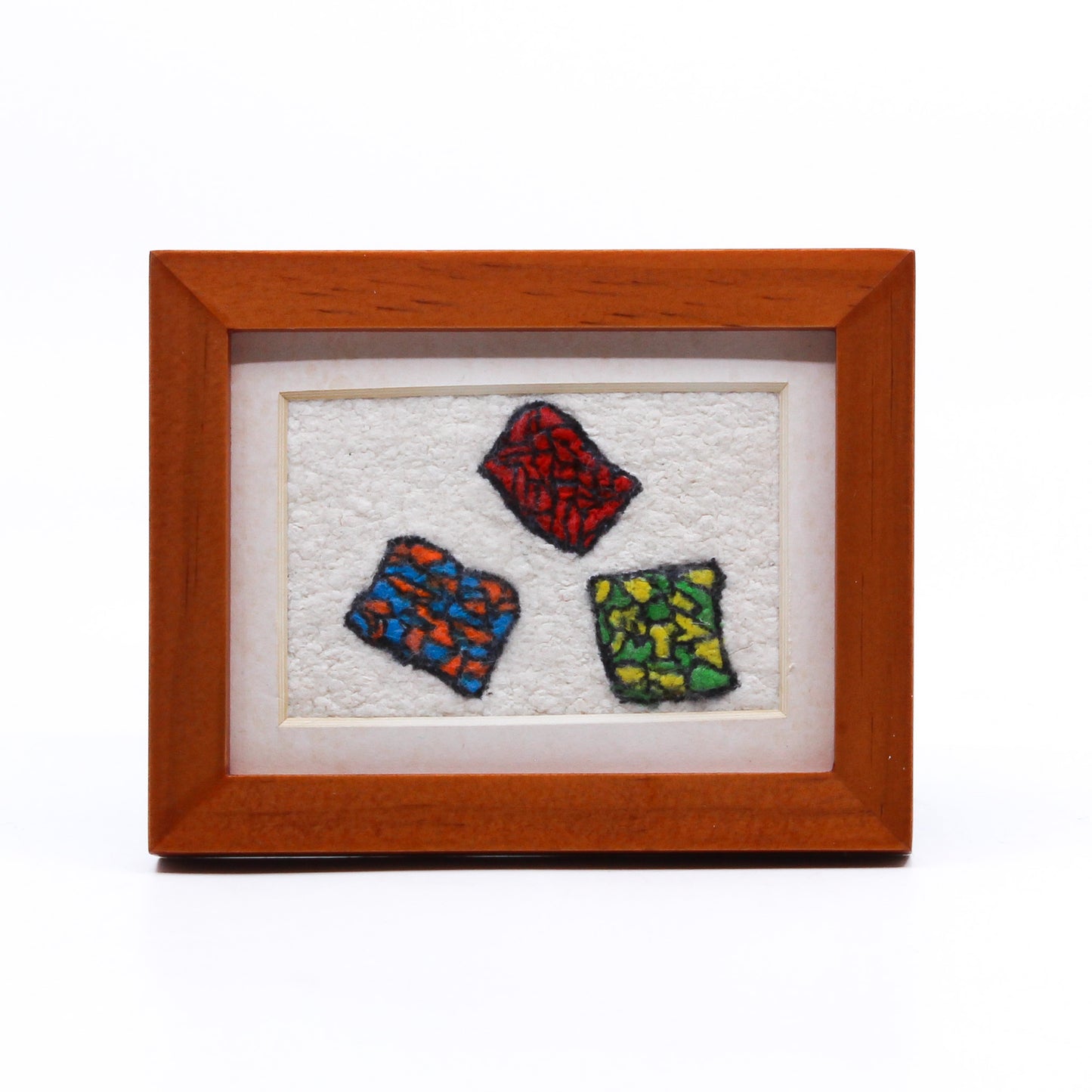 Abstract felted art in frame 