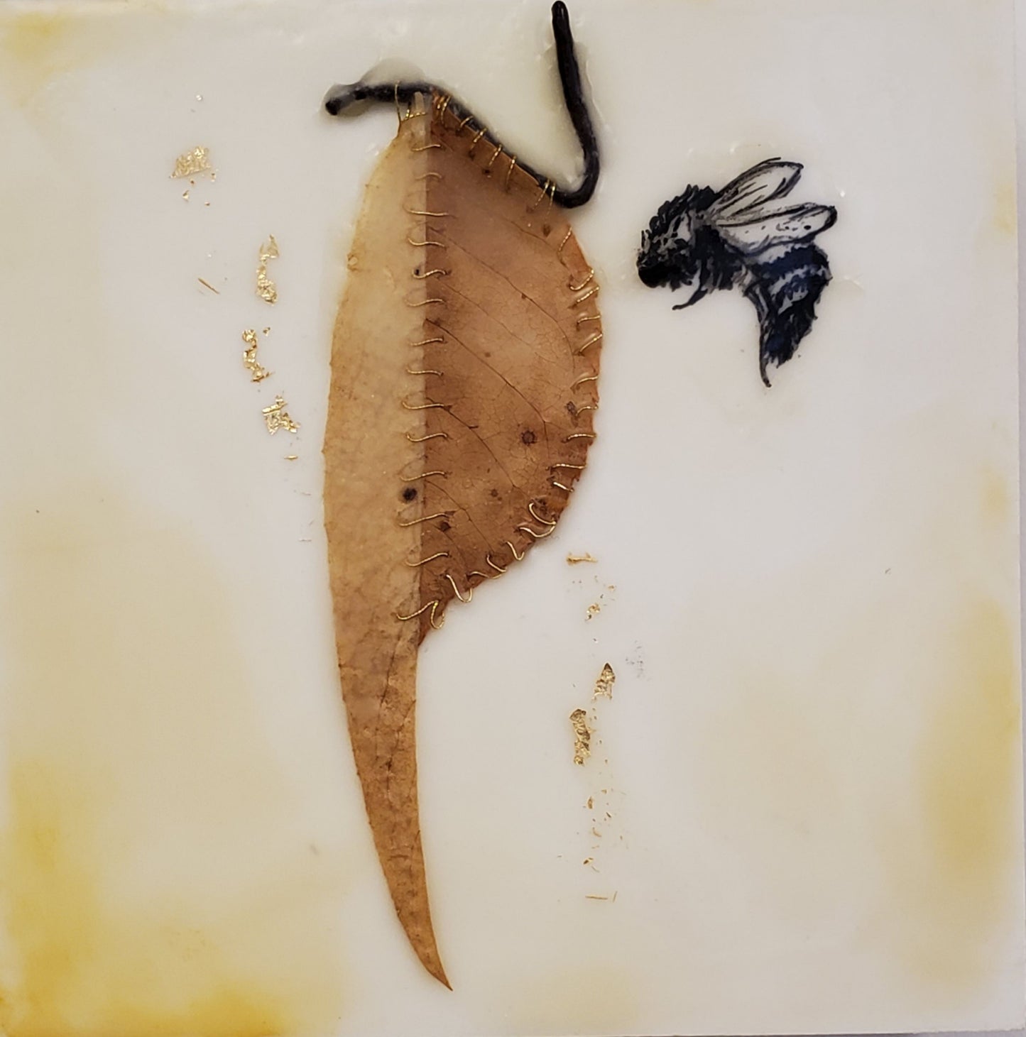 When Two Worlds Unite - Encaustic collage