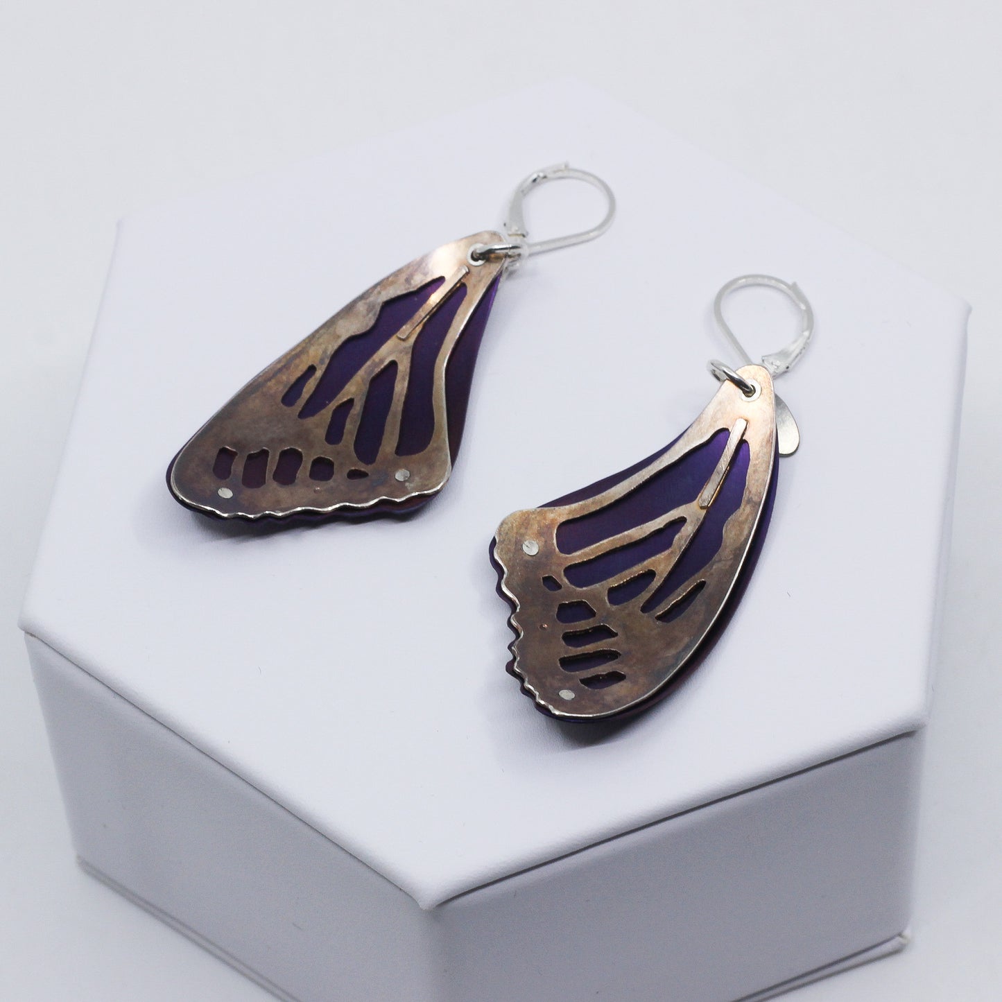 Purple Butterfly Wing Earrings