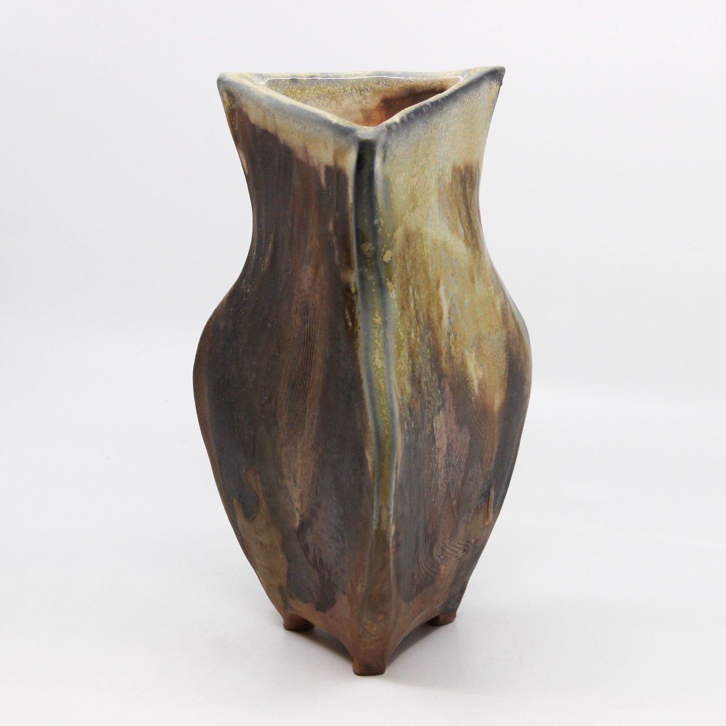 Triangle clay vase