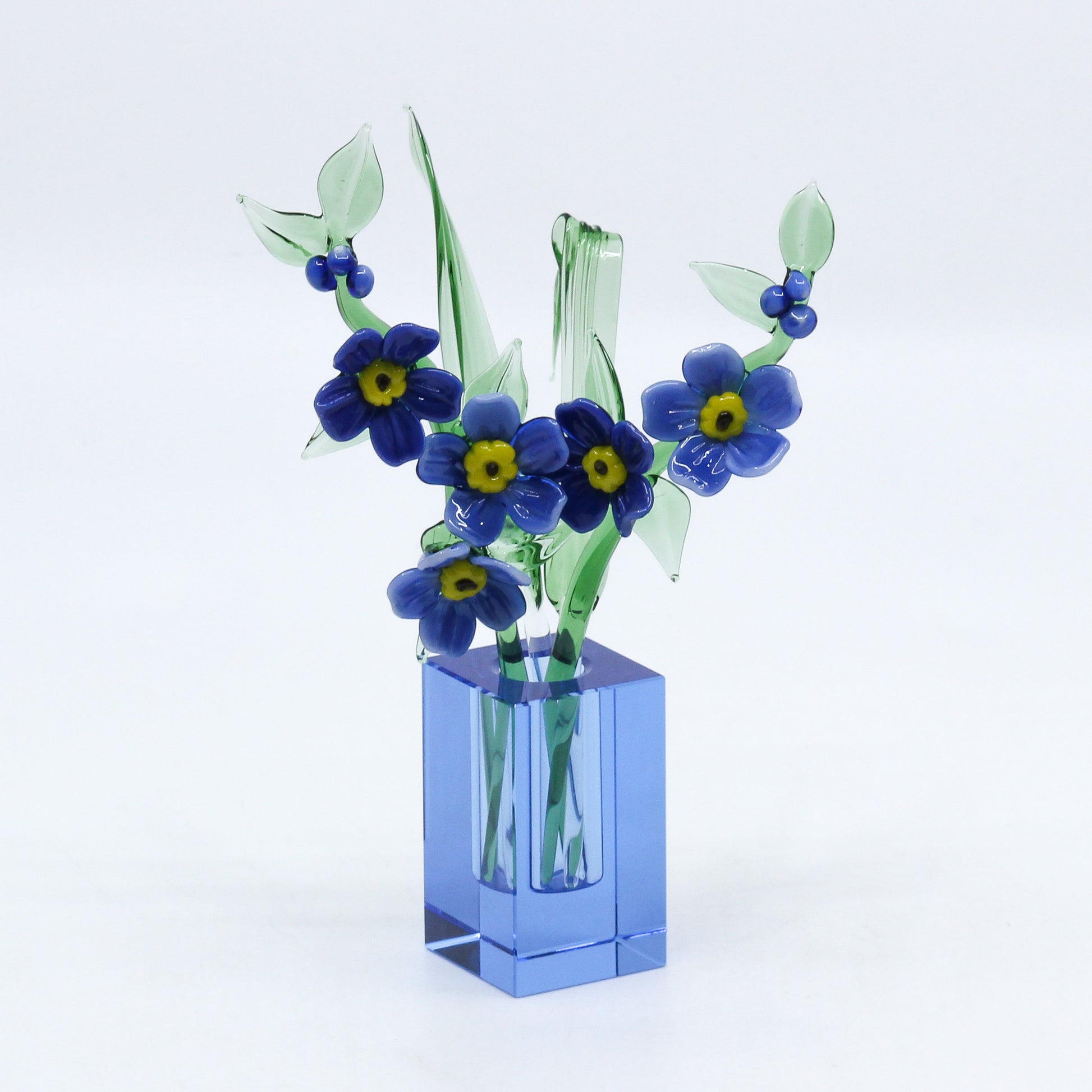 glass forget me not in vase 