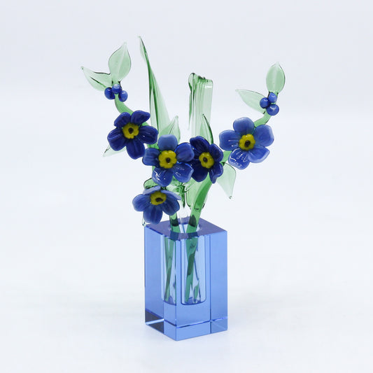 glass forget me not in vase 