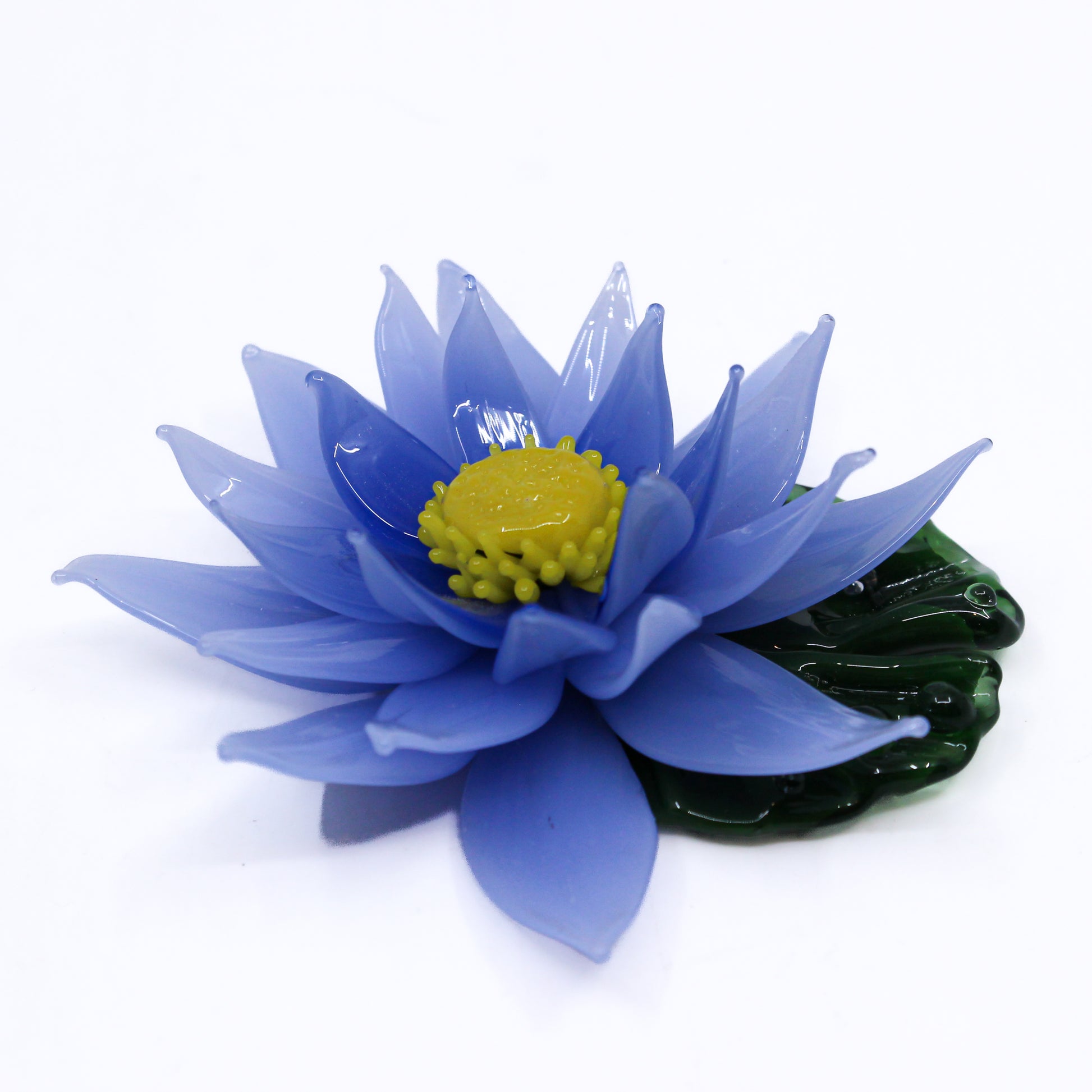 Blue glass waterlily with leaf 