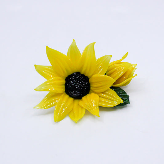 Glass sunflower with bud and leaf