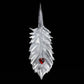 translucent feather with red heart ornament 