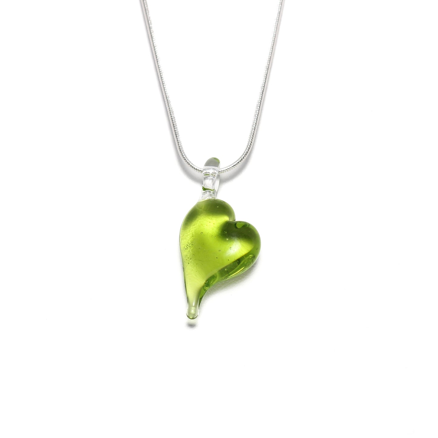 Glass heart necklace: green