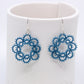 Blue wreath doily earrings