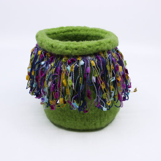 Green Dangles - Felted Bowl