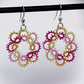 Pink, orange, and yellow wreath doily earrings