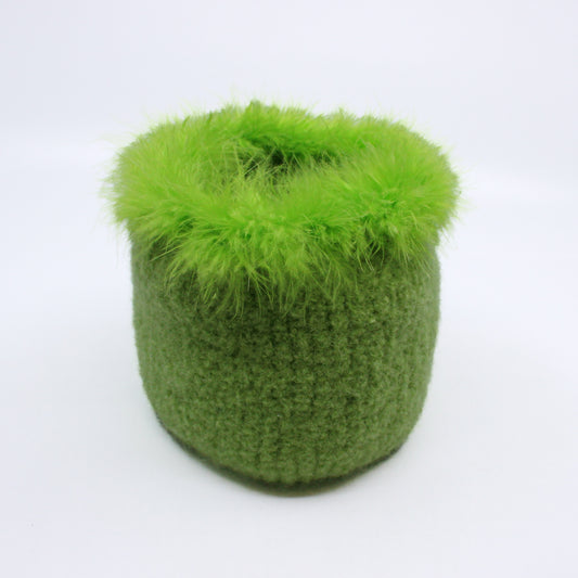 Lime Green Furry Fun - Felted Bowl