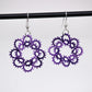 Purple wreath doily earrings