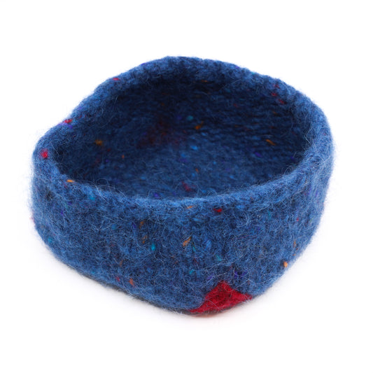 Blue Square Bowl - Felted Bowl