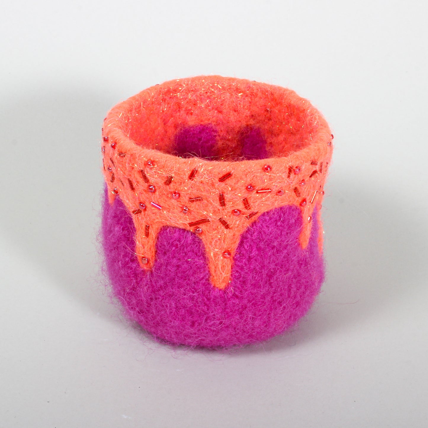 Orange Sherbet and Sprinkles - Felted Bowl