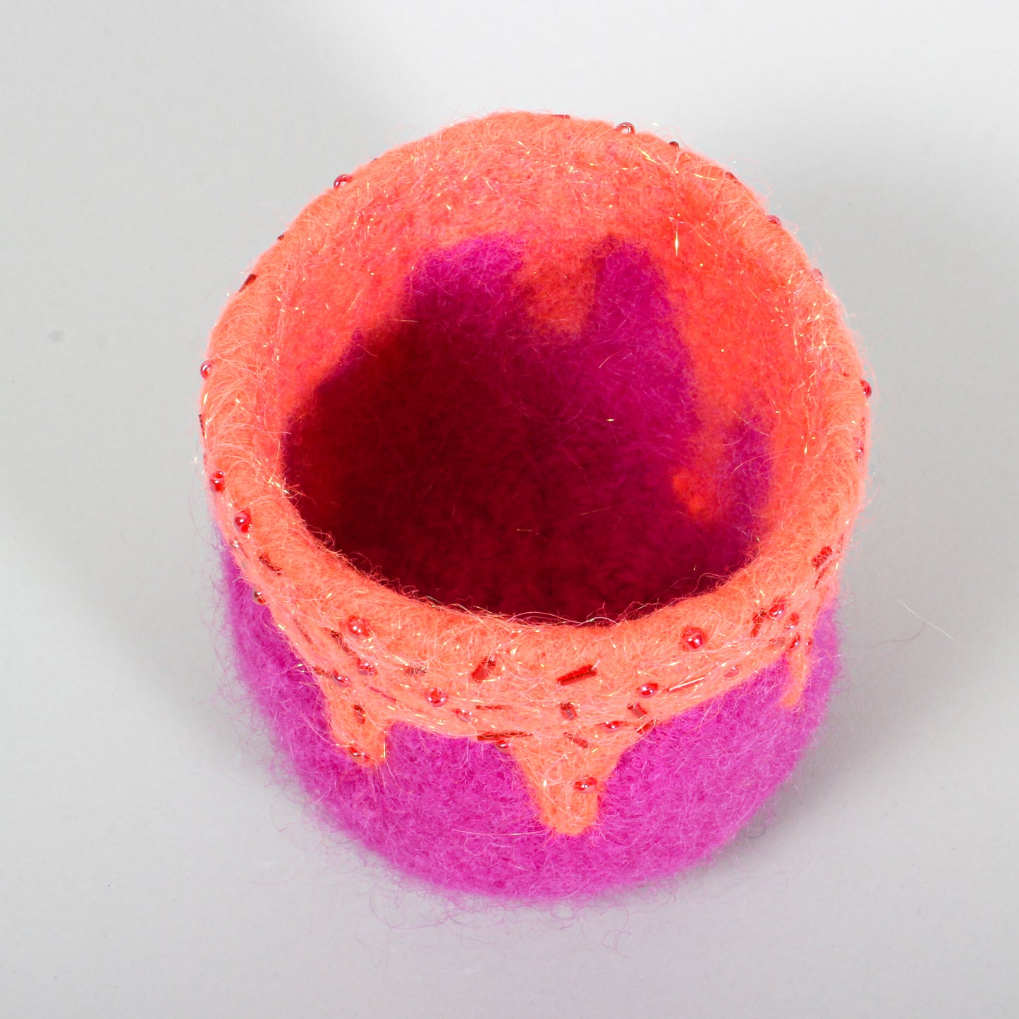 Orange Sherbet and Sprinkles - Felted Bowl