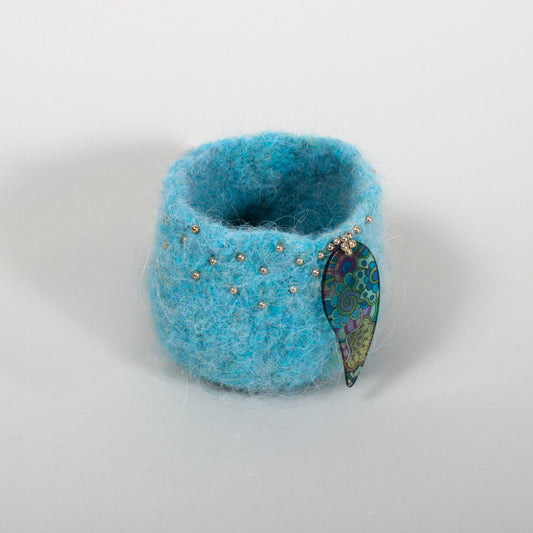 Blue Paisley - Felted Bowl