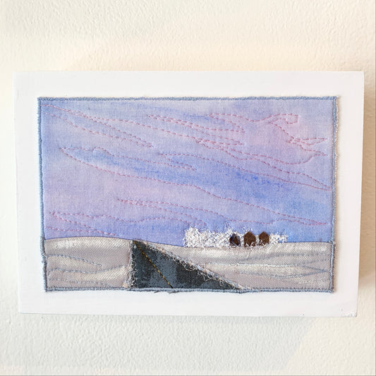 Pink and white fiber art Saskatchewan landscape