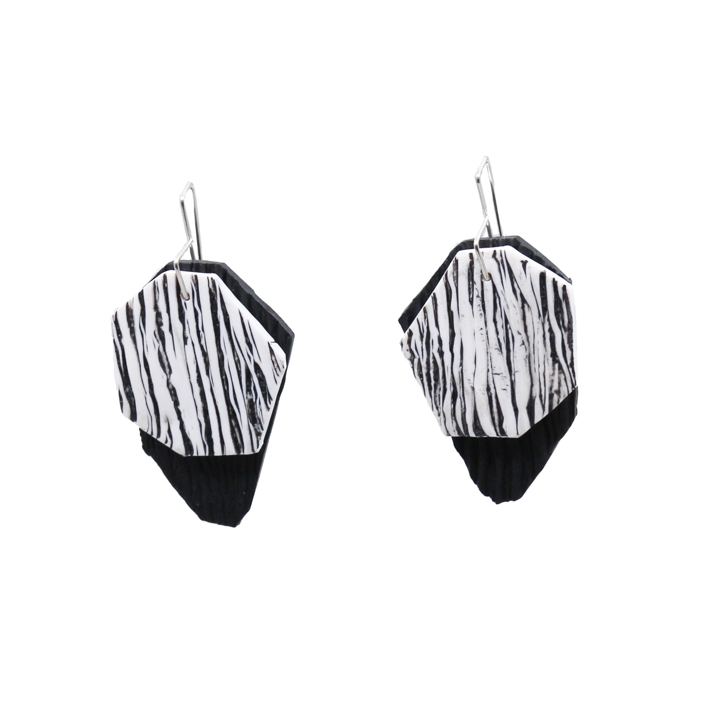 White and black polymer clay earrings