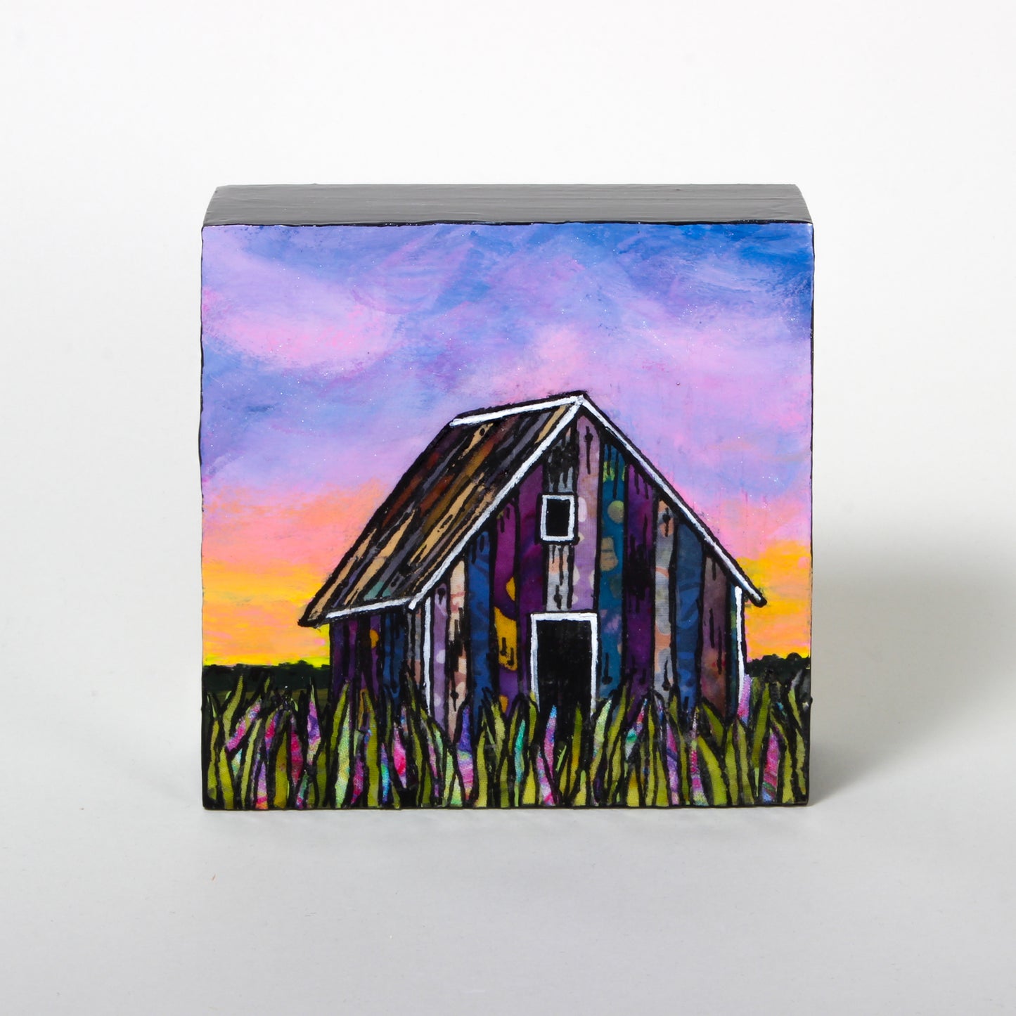 Cotton Candy Sky - Mixed media panel