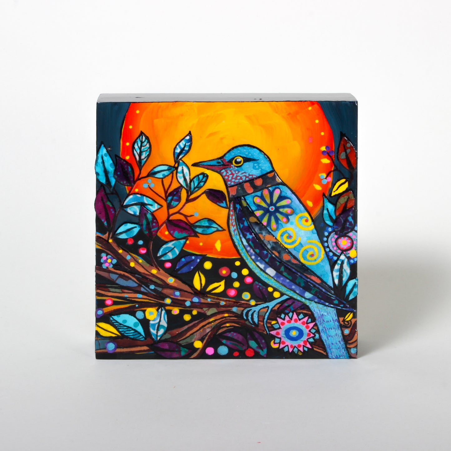 Funky Bird - Mixed media panel