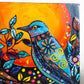 Funky Bird - Mixed media panel