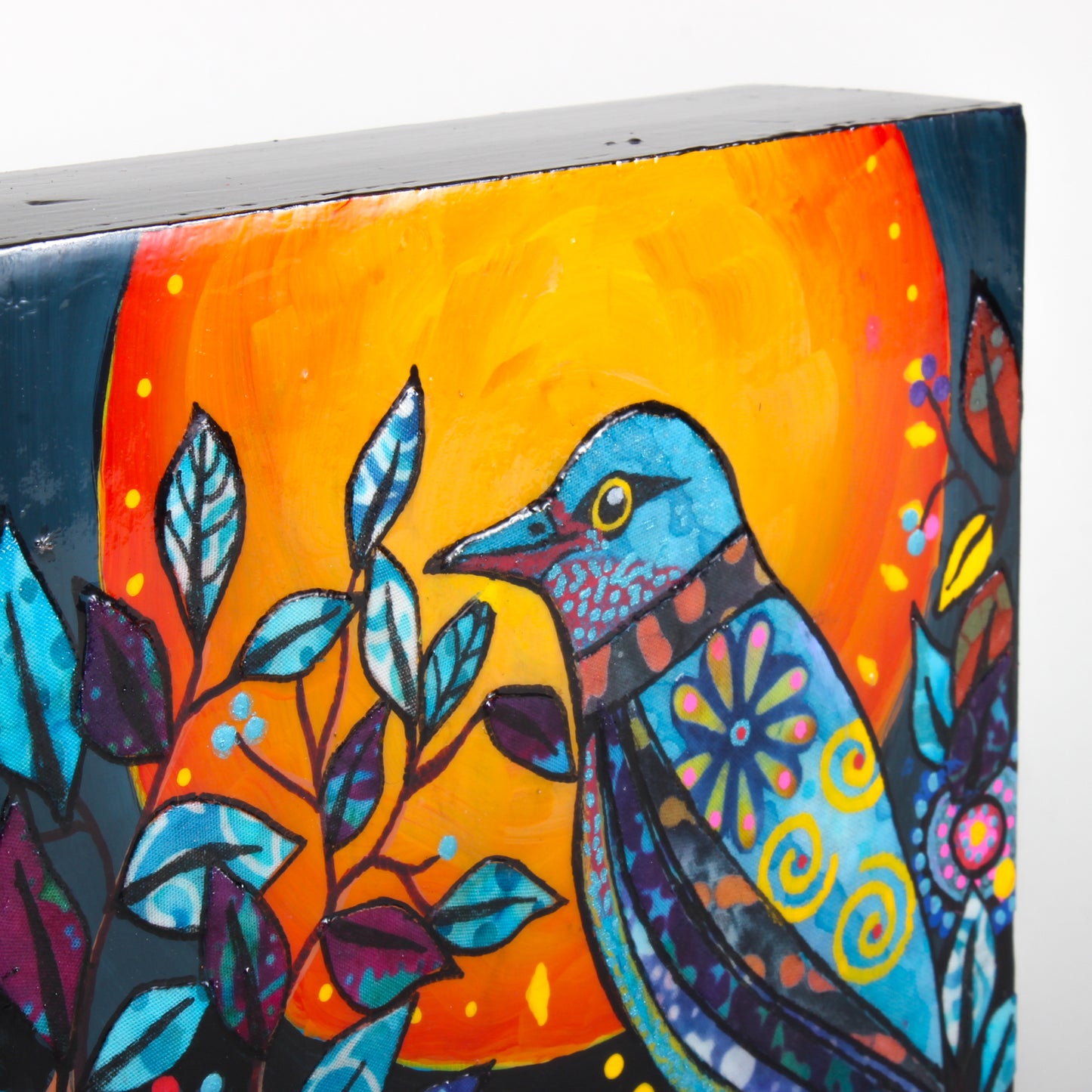 Funky Bird - Mixed media panel