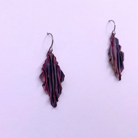 Corrugated Earrings - Recycled copper