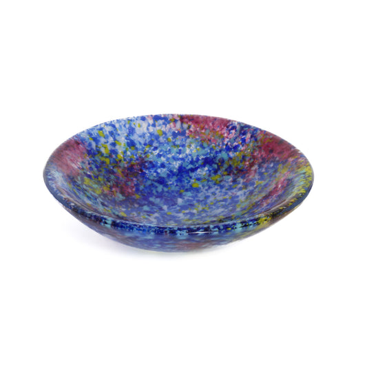 Blue and multicoloured dotty bowl 