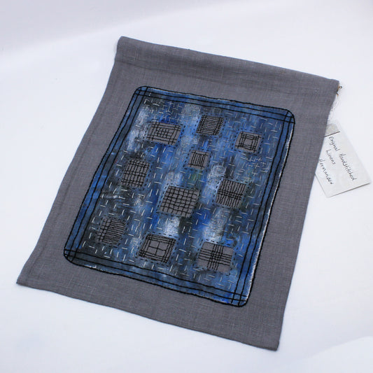 Blue Abstract Squares Wall Hanging
