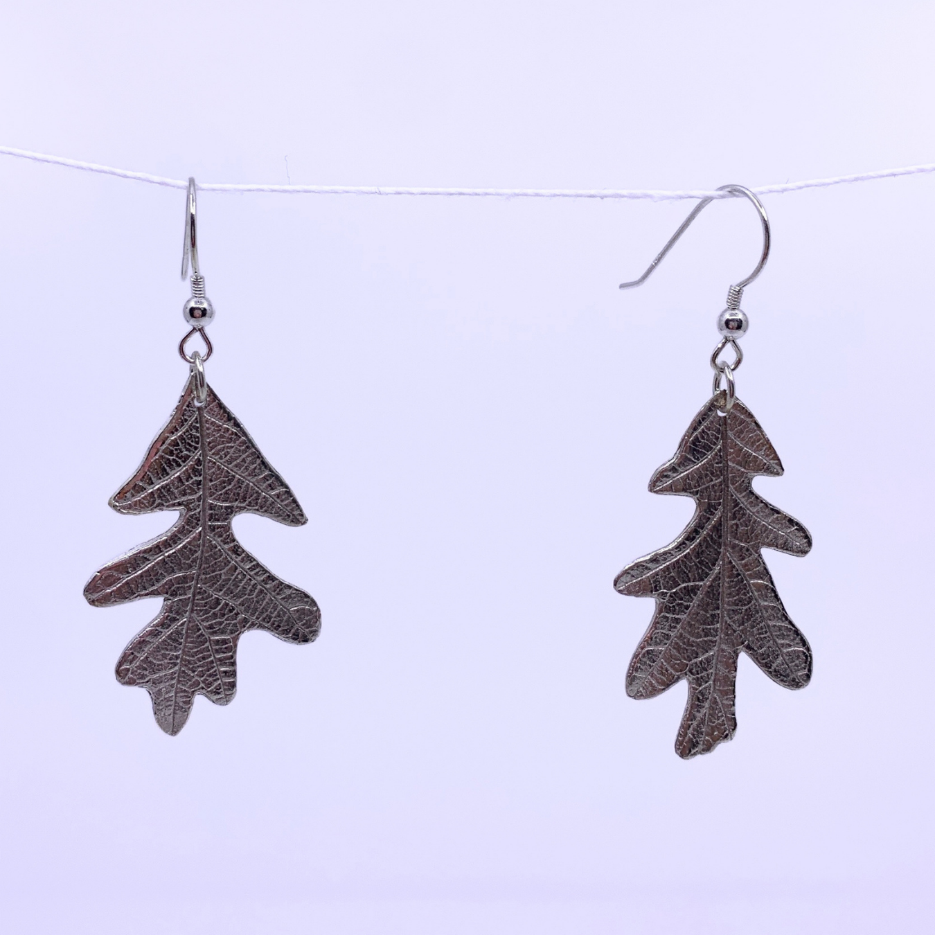 silver oak leaf earrings 