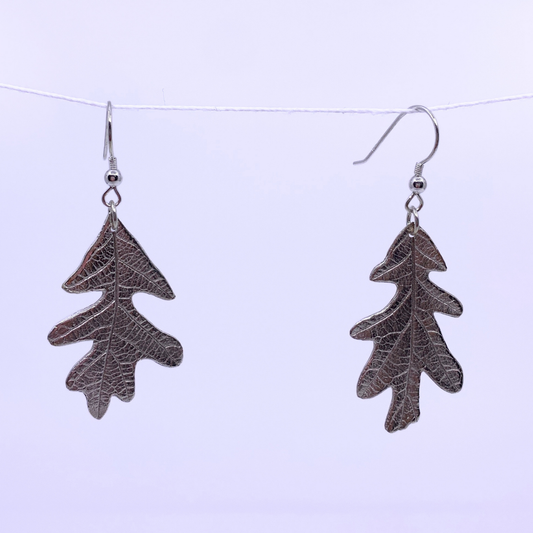silver oak leaf earrings 