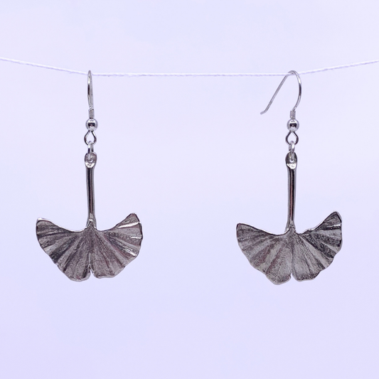 silver gingko leaf earrings 