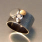 Silver band with silver, gold, crystal studs