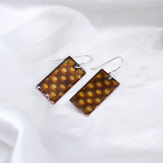 Rectangle caramel coloured earrings