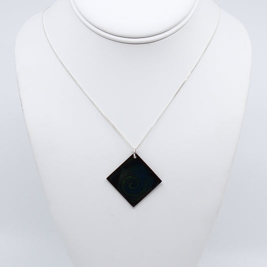 Spiral square enamel necklace