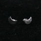 Silver hammered crescent moon stud earrings, handmade