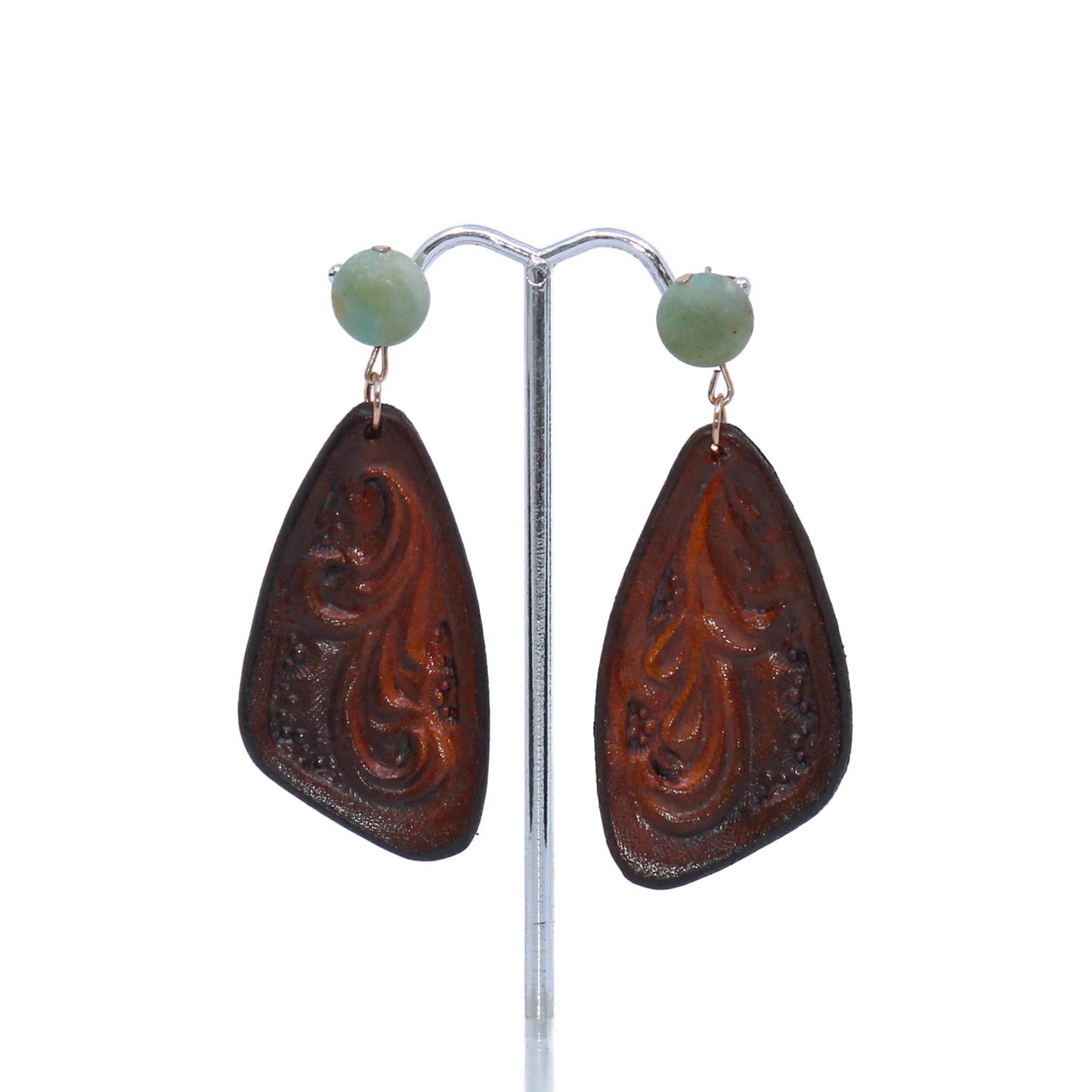 Leather worked earrings