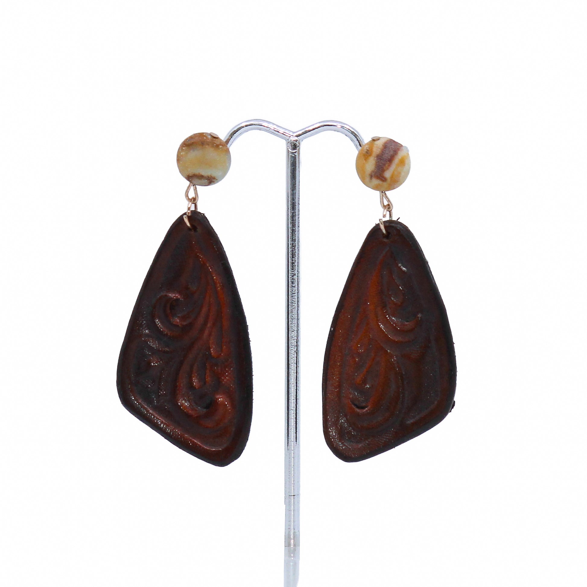 Leather worked earrings