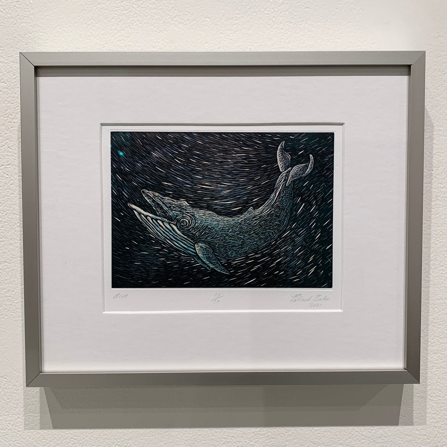 dive - Framed Linocut