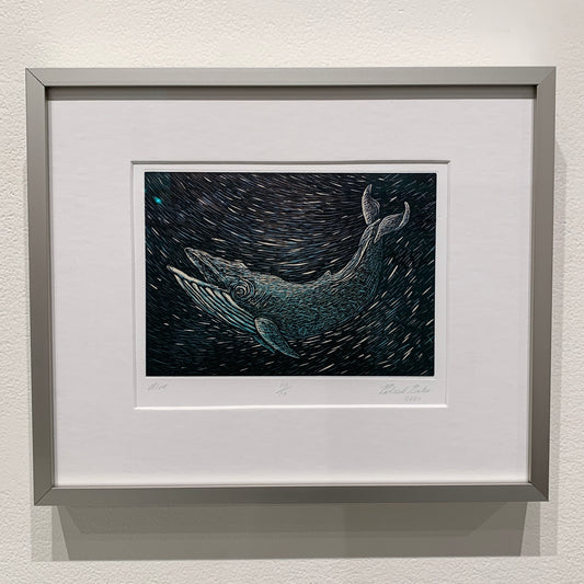 dive - Framed Linocut